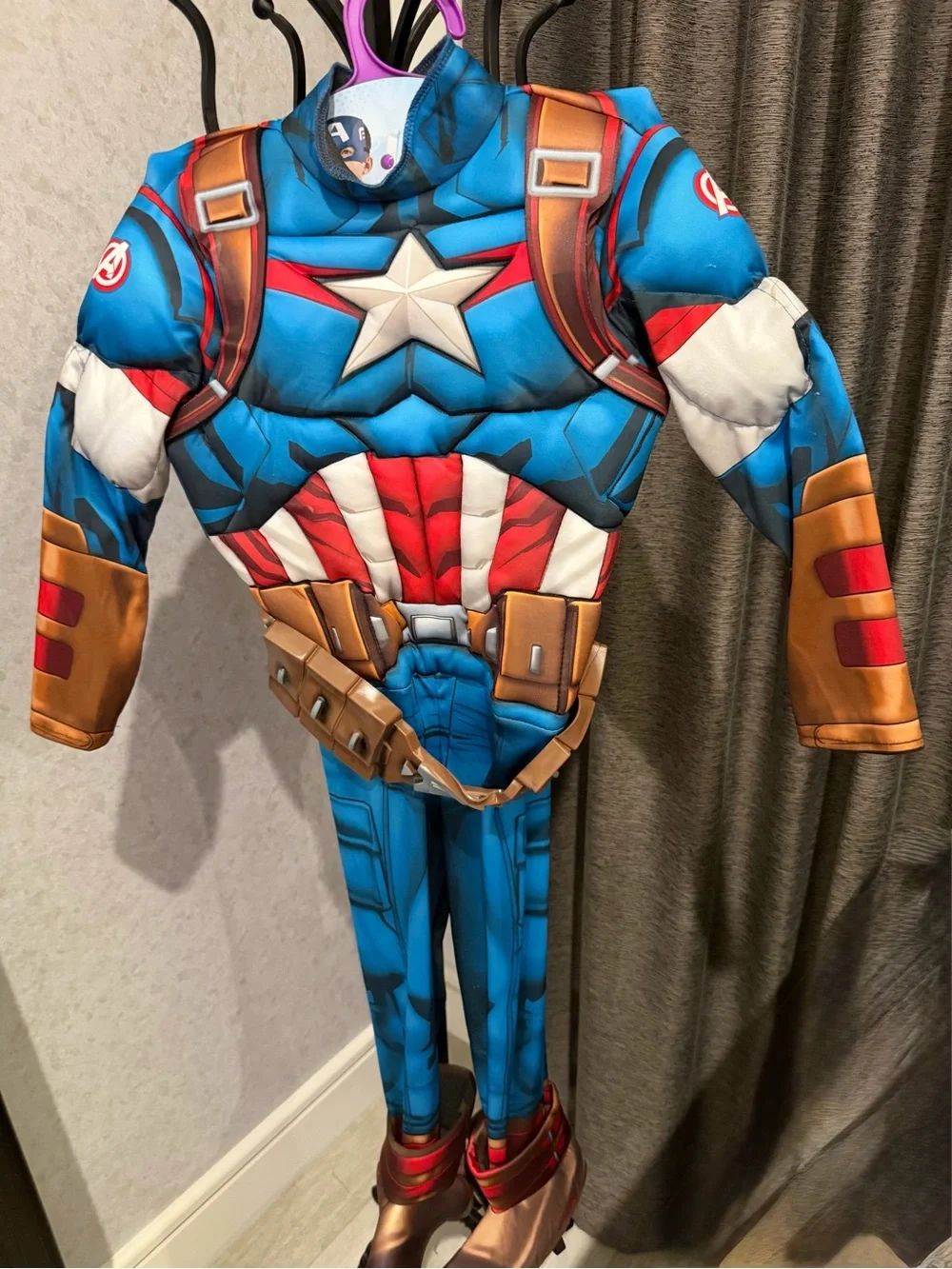 Kids Captain America Costume - Blue & Red Superhero Outfit - new never used - Picture 10 of 11